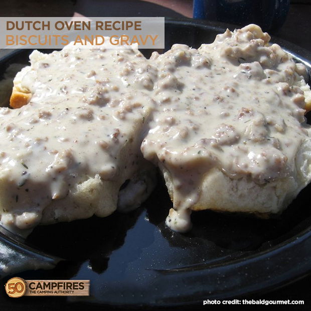 Dutch Oven Camp Cooking Biscuits and Gravy 