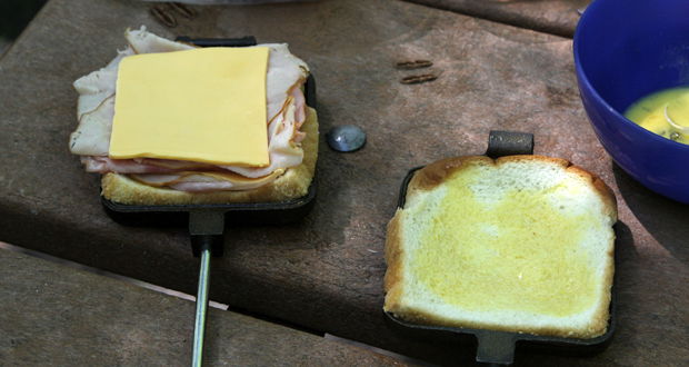 Pie Iron Ham and Cheese Sandwich - Outdoors with Bear Grylls