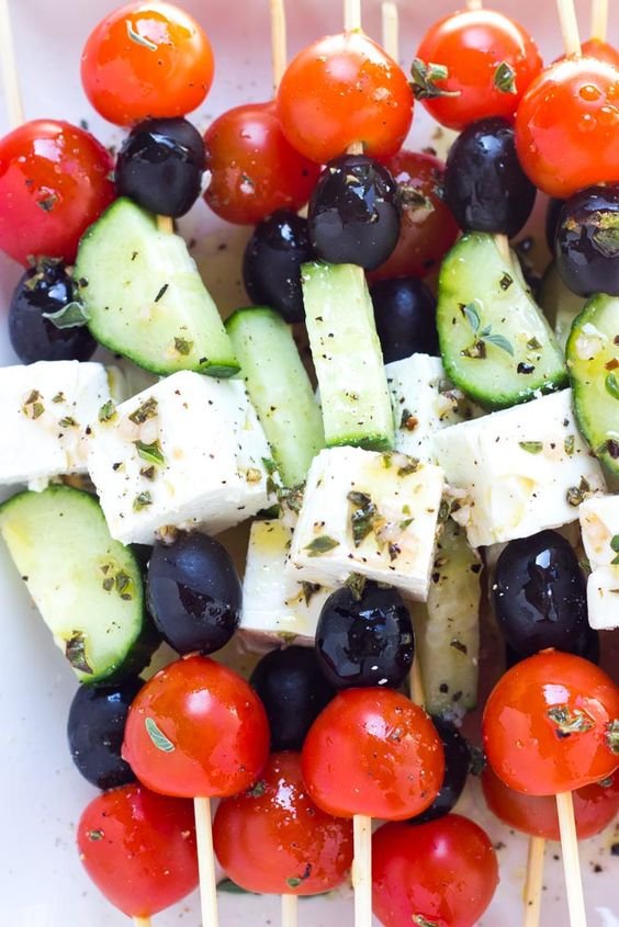 Click here to see Little Broken's recipe for Greek Salad Skewers</a