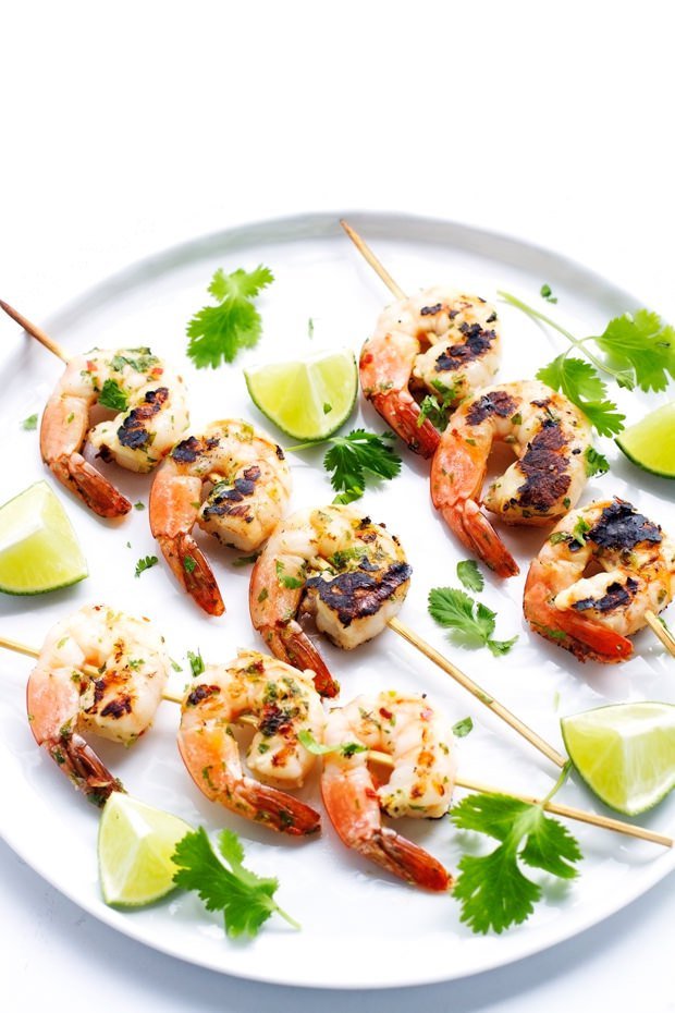 Click here to see Little Spice Jar's recipe for Grilled Cilantro Lime Shrimp Kebabs</a 