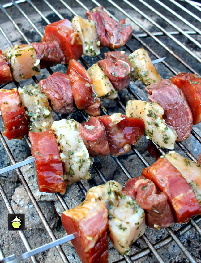 Click here to see Lovefoodies' recipe for Meat Lovers Kebabs</a