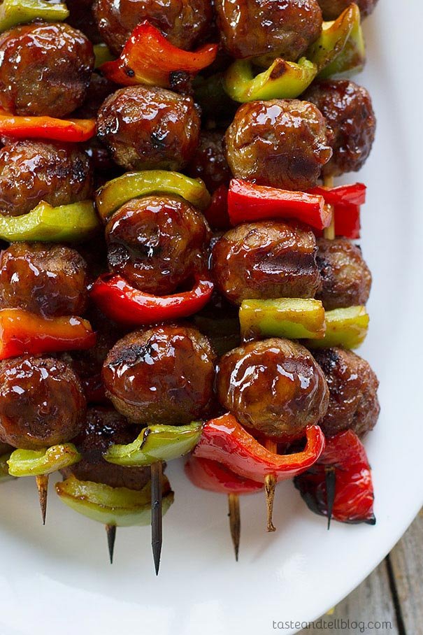 Click here to see Taste and Tell's recipe for Sweet and Sour Meatball Skewers</a