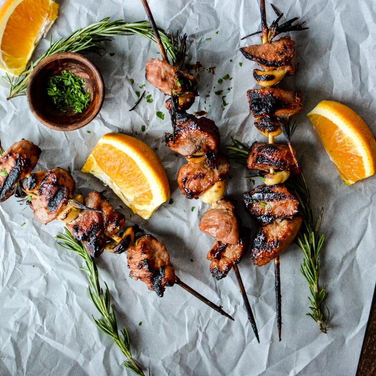 Click here to see Cooking and Beer's recipe for Apricot and Orange Pork Skewers</a