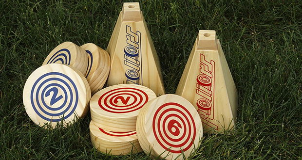 Rollors Outdoor Yard Game All Wood Backyard Game Combining Horseshoes,  Bocce Ball & Bowling 