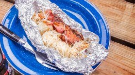 Hearts of palm, bacon, and parmesan cheese are the ingredients in this simple but unique foil packet recipe.
