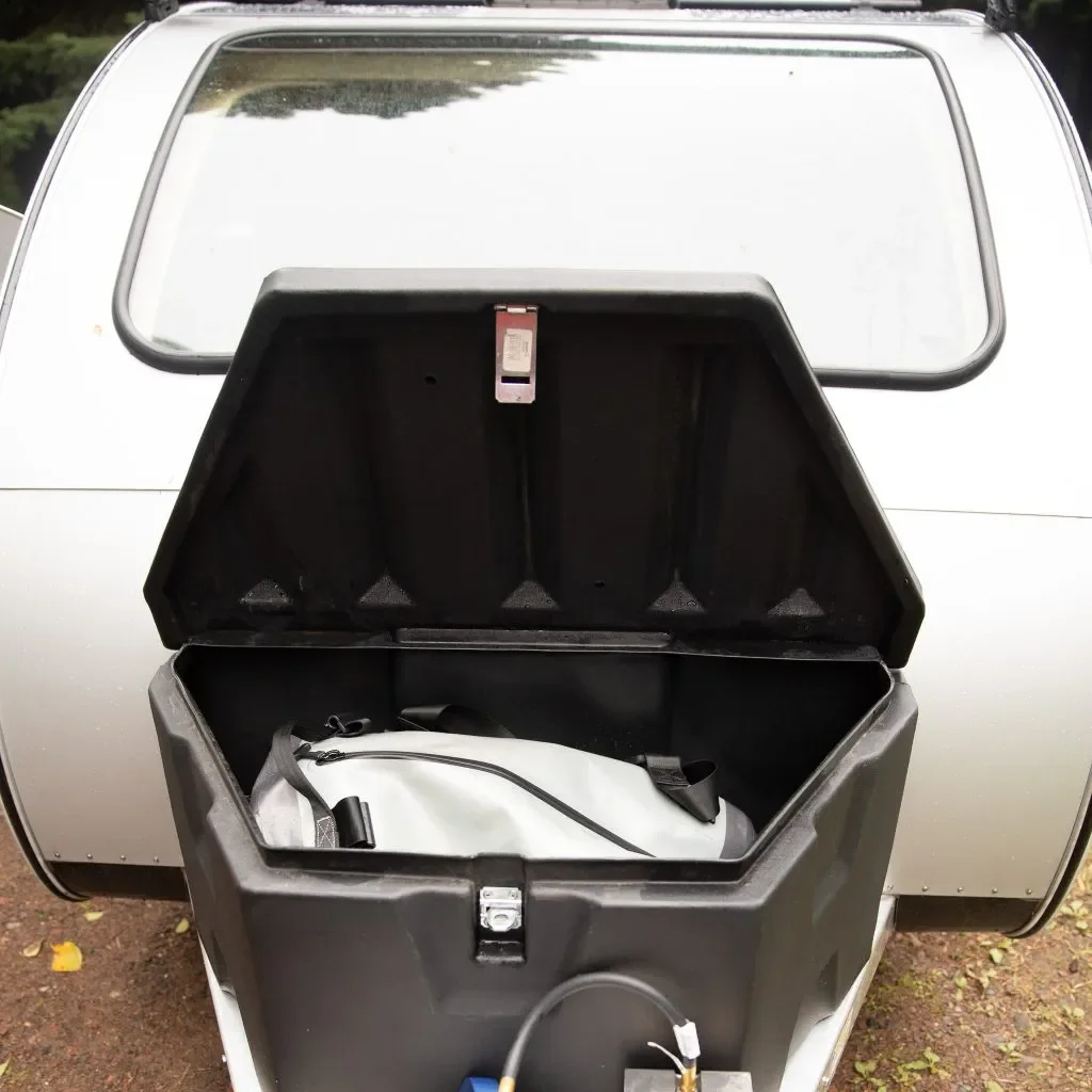 storage compartment on the vistabule teardrop trailer
