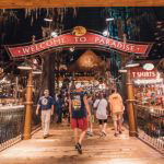 "Welcome to Paradise" sign greets guests at the Bass Pro Shops at the Pyramid in Memphis, Tennessee.