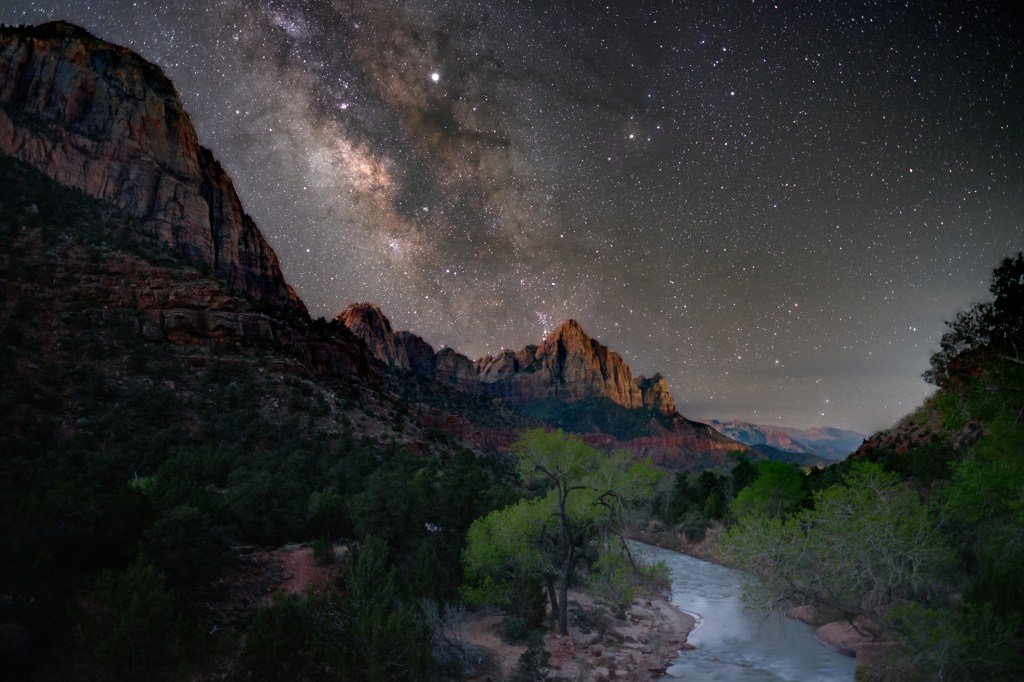 Zion National Park at night.