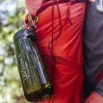 LifeStraw GO Bottle hanging from pack during the 50 Campfires Field Trip: Great River Road.