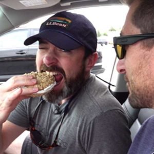 Clint takes his first bite of a whoopie pie - the official snack food of Maine.