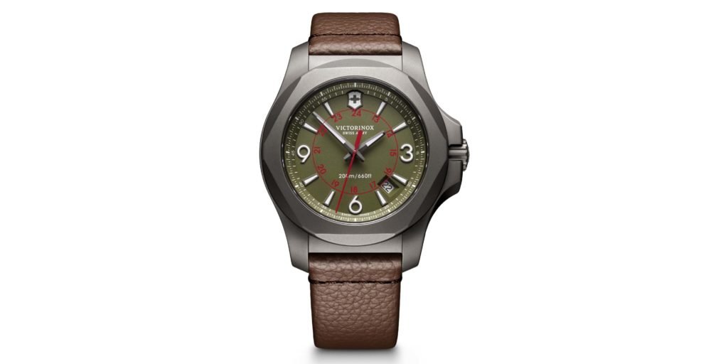Victorinox Swiss Army I.N.O.X Titanium Leather Watch with olive drab face