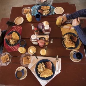 Hearty ranch breakfast is available to all guests at Sandy Valley Ranch listed on Airbnb.