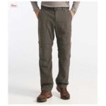 product shot of model's legs facing camera wearing olive drab L.L. Bean Timberledge Zip-off Pants against white background