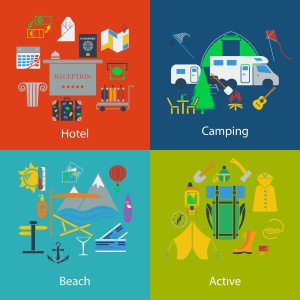 Set of Travel, camping and active designs.