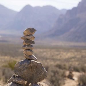 Stone stack at entrance to Red Rock Canyon National Conservation Area.
