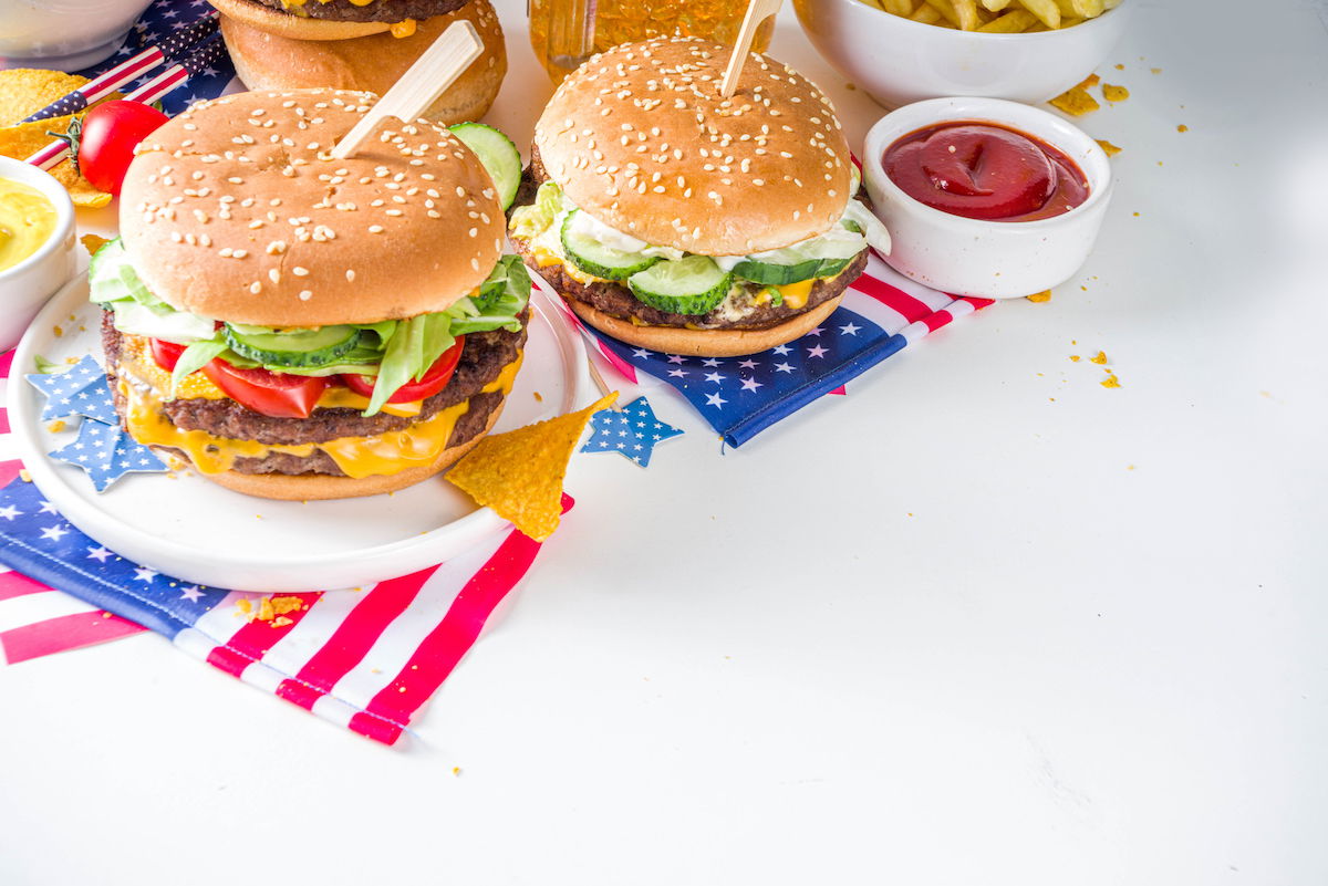 Traditional American Picnic with burgers