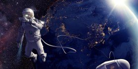 Astronaut On Spacewalk Taking Selfie In Front Of Earth