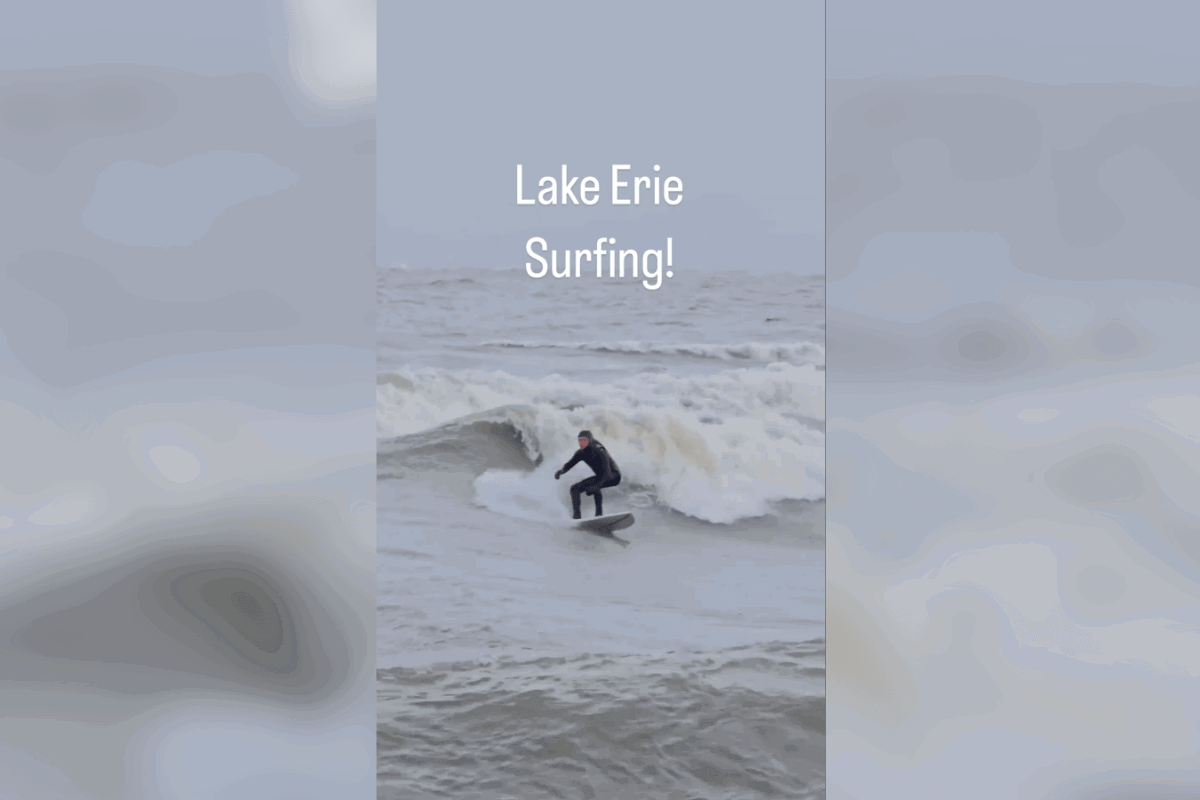 surfers on lake erie