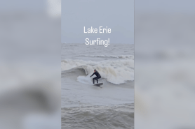 surfers on lake erie
