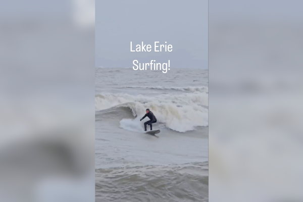 surfers on lake erie