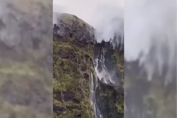 waterfall falling upwards